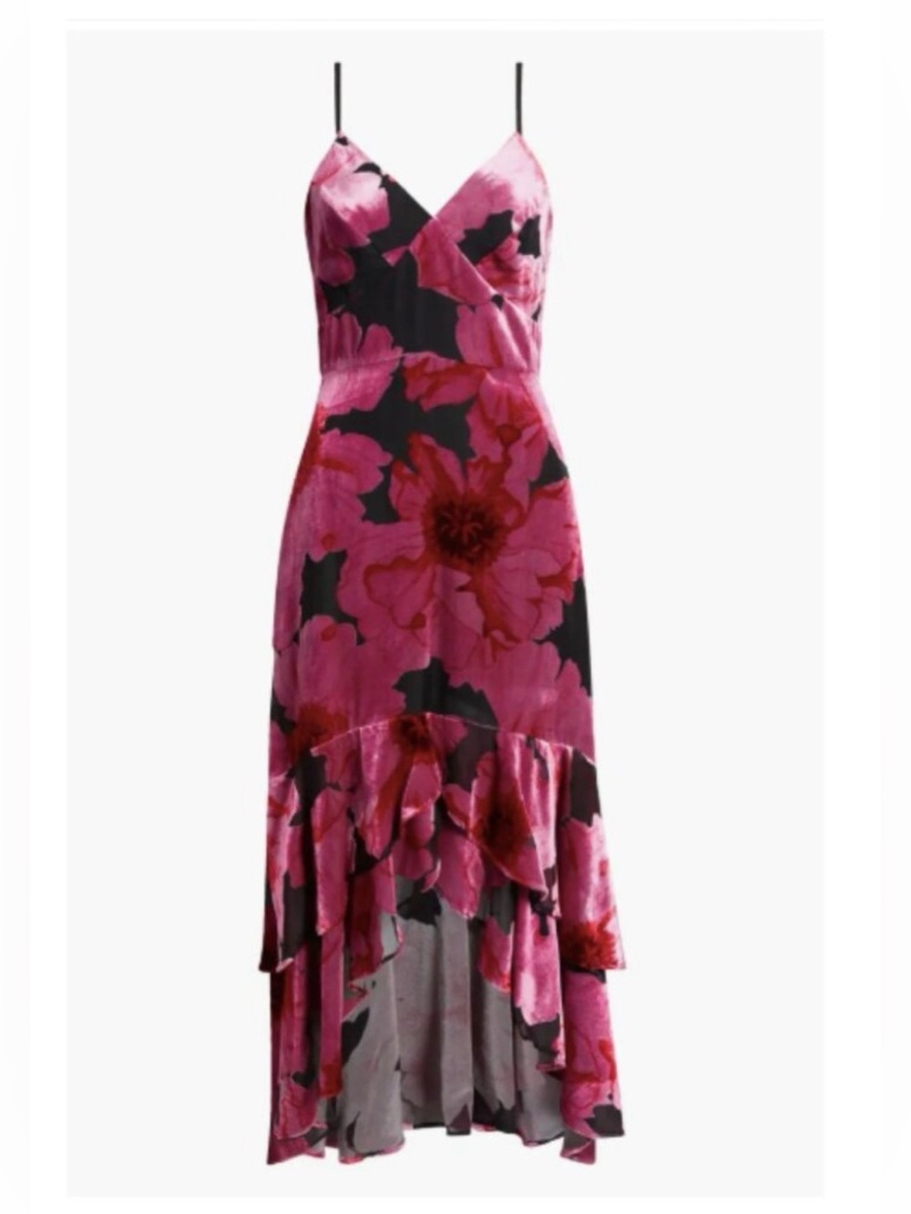 HUTCH Royce Floral Velvet Burnout Hi-Lo Slip Dress - 2 - Picture 6 of 15